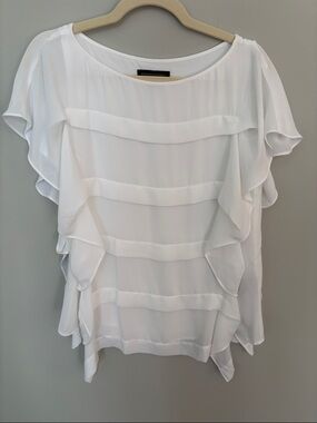 Banana Republic White Ruffle Layer Blouse